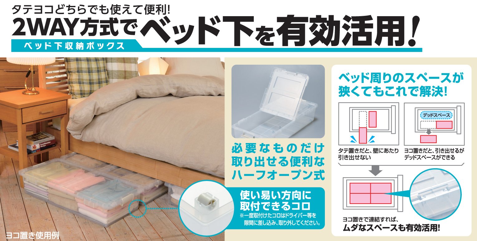 Amazon.co.jp: JEJ ベット下収納ボックス 2個組 クリア 【日本製